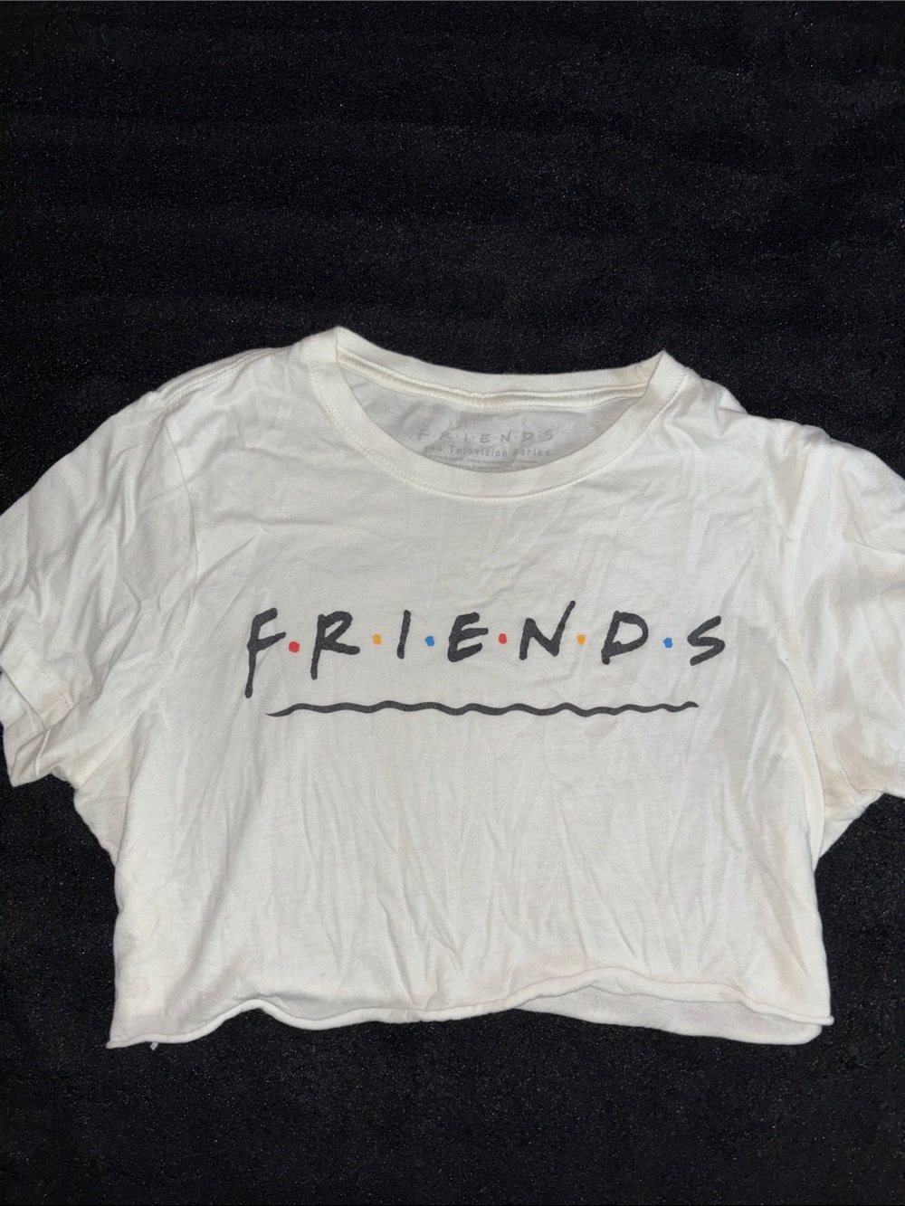 Fashion Nova White "Friends" Graphic Crop Top